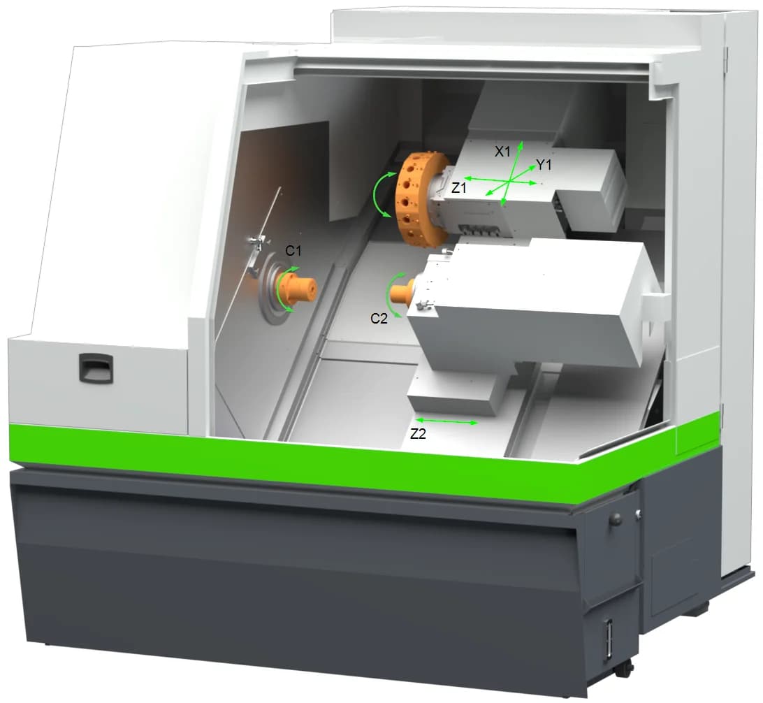 Benzinger GOFuture B3 — прецизионный CNC токарный центр с главным и противошпинделем для полной обработки деталей из прутка