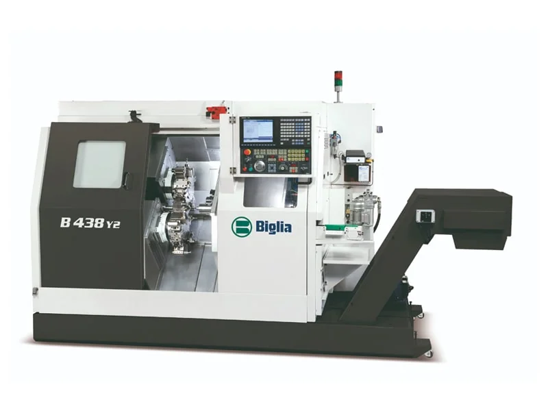 Biglia B438-Y2 — CNC токарный автомат для коротких деталей с двумя шпинделями и двумя Y-осями