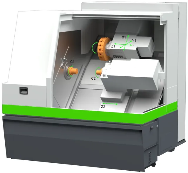 Benzinger GOFuture B3 - прецизионный CNC токарный центр с главным и противошпинделем для полной обработки деталей из прутка
